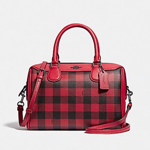 Coach Bennett Satchel With Gingham Print - Picture 1 of 6